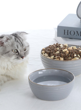 陶瓷猫碗猫咪餐具架子保护颈椎泰迪饭盆猫饭碗喝水碗猫咪食盆狗碗
