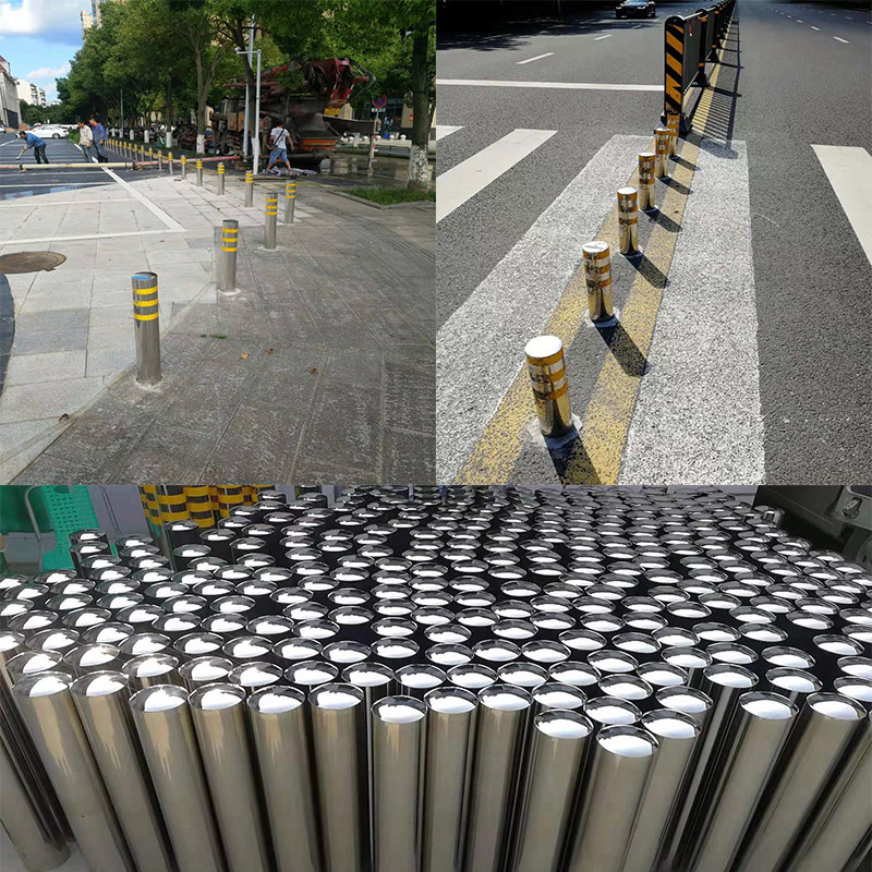 路汽车桩不锈钢黑黄护栏路桩铁立柱钢铁红白路障柱停车防护栏道