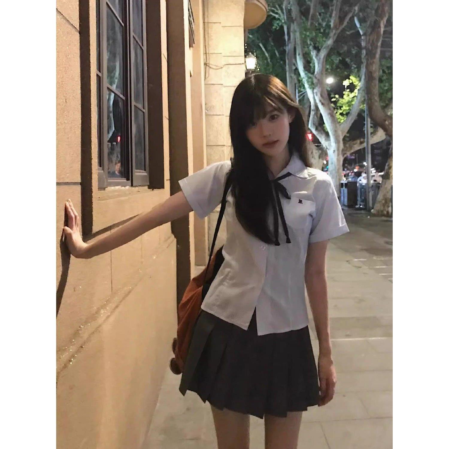 东京岁时记JK制服套装学院风短袖衬衫毕业夏季可爱衬衣开襟白色女
