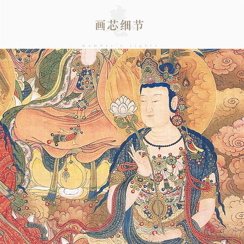明清古画版 十地菩萨佛画像 复古绢布卷轴挂画丝绸装饰画来图定制