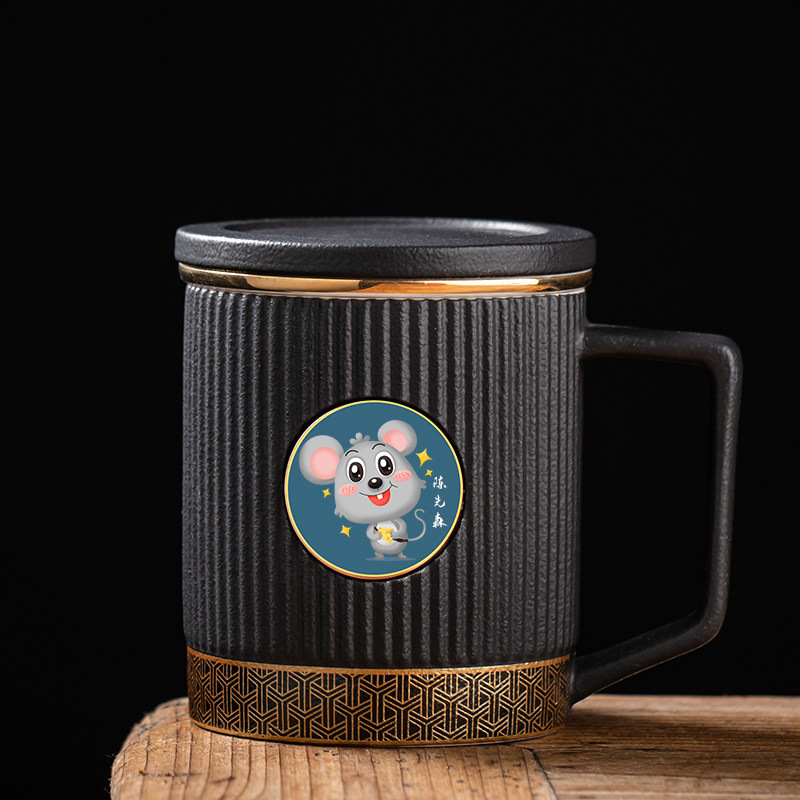 十二生肖陶瓷杯茶杯茶水分离个人专用水杯带茶漏定制照片文字LOGO