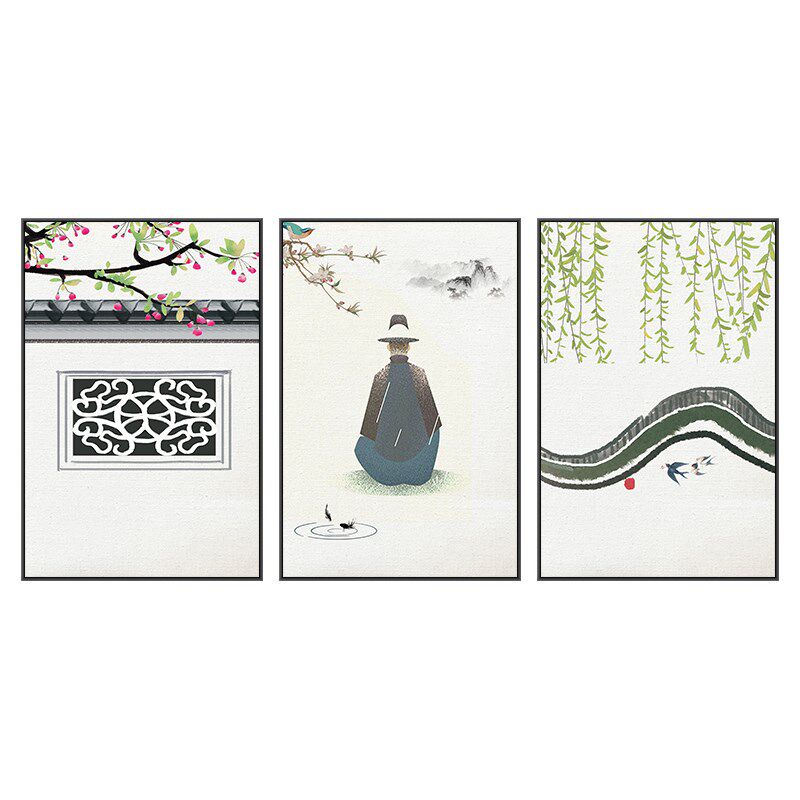 沙发背景墙装饰画客厅玄关餐厅江南风景新中式画禅意中国风壁挂画