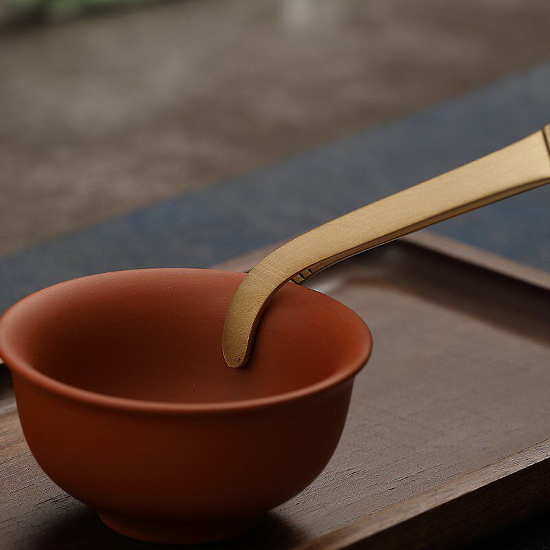 高档黄铜茶夹复古茶杯夹铜制竹节家用茶叶镊子防滑夹子茶具配件