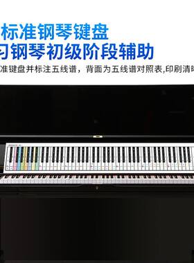 便携式88键电子琴电钢琴对照五线谱表图指法练习用钢琴练琴键盘纸