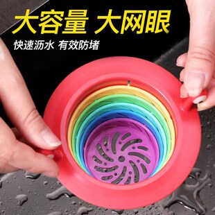 不堵塞网红小怪物彩虹过滤网厨房水槽洗菜池漏网可旋转折叠沥水网