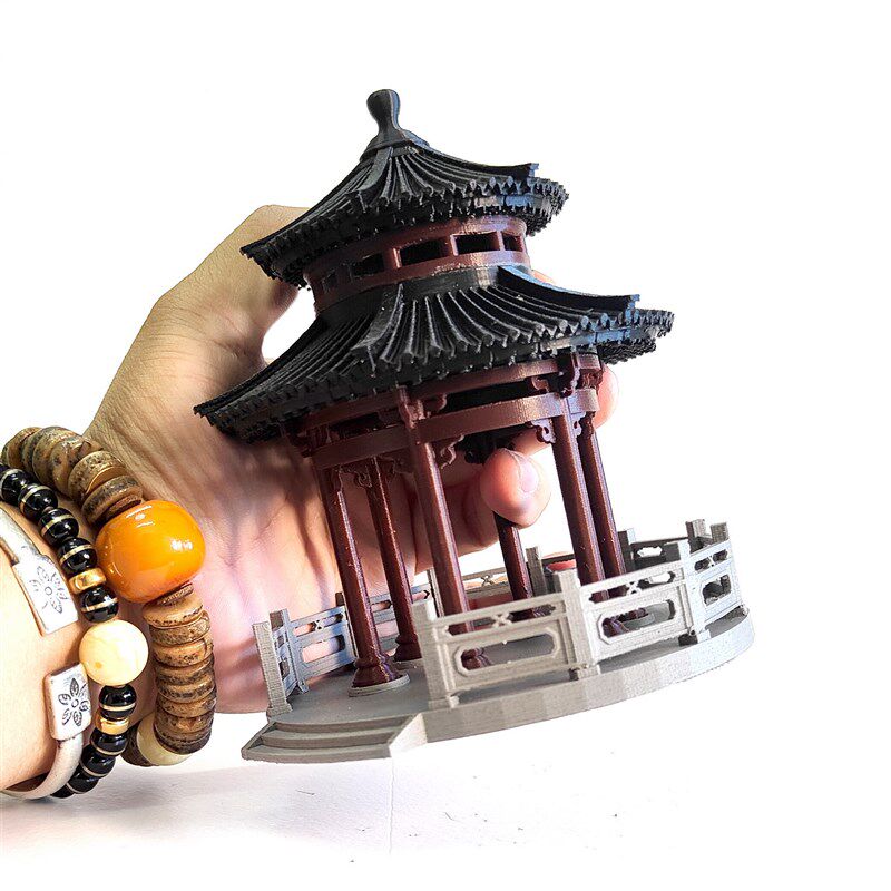 钰书房古建筑模型国风造景摆件鱼缸水陆缸盆景装饰凉亭3D打印配件