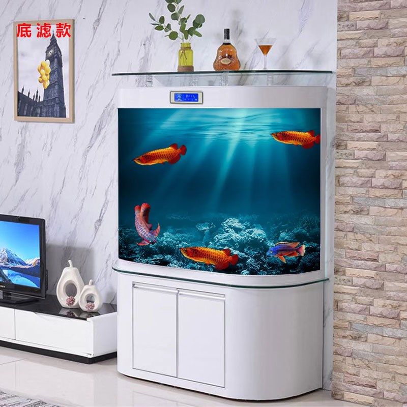 鱼缸客厅2023新款浮法玻璃智能轻奢客厅家用靠墙落地水族箱免换水