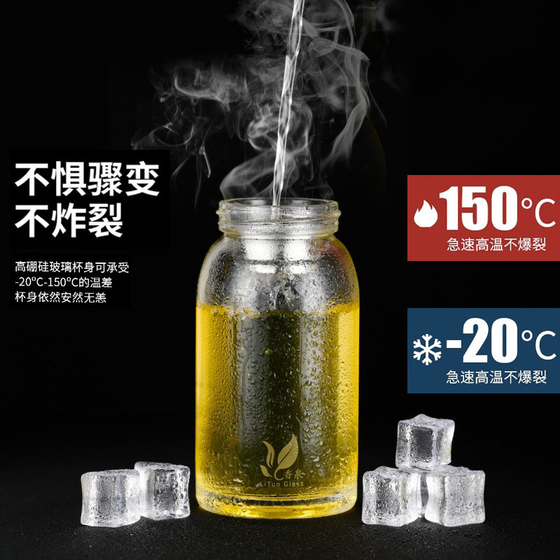 高硼硅玻璃杯男女士暖手杯过滤杯子耐热高档透明大容量茶杯水杯图片