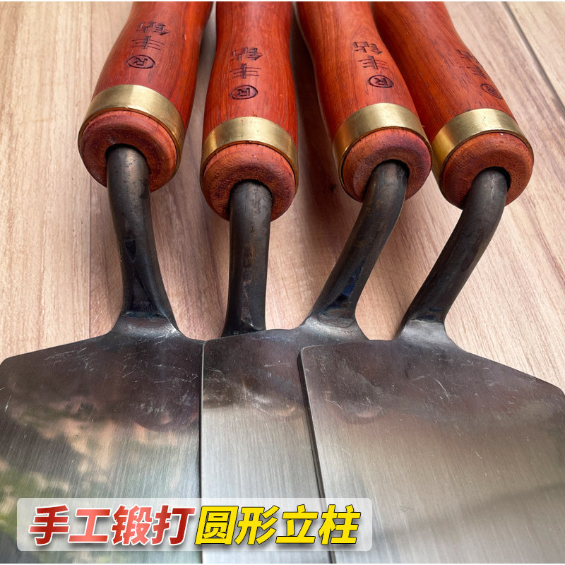 合金不锈钢抹泥刀圆立柱一体灰铲贴瓷砖灰匙红花梨木泥工抹子灰刀