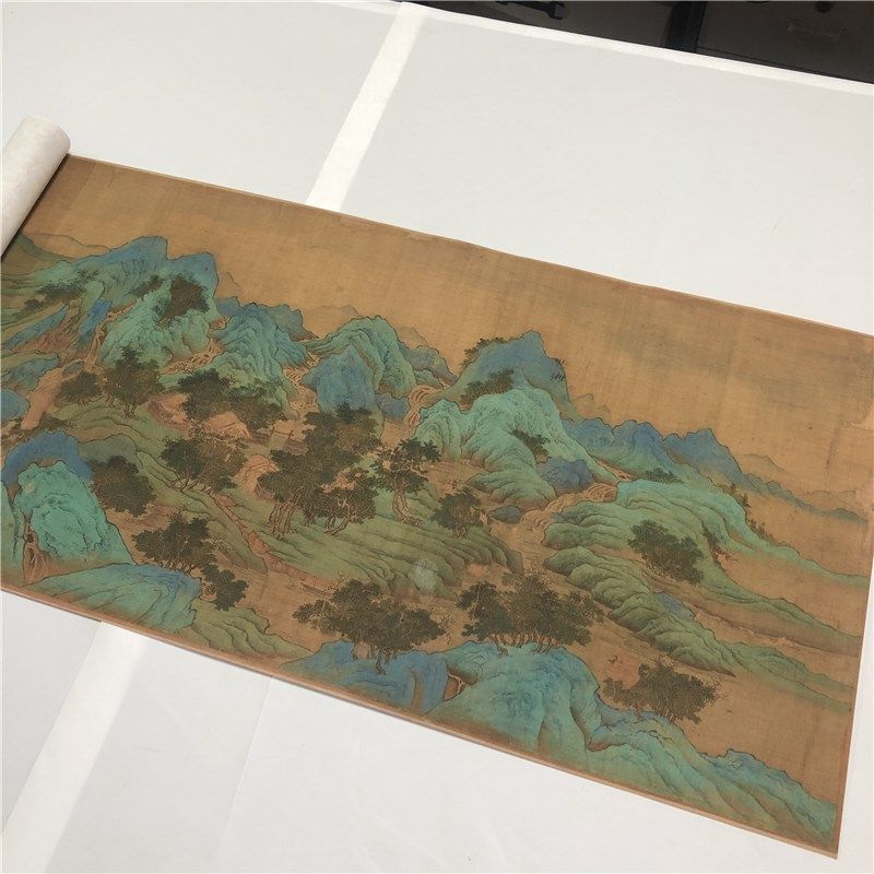 南宋 赵伯驹 辋川别墅图卷 宋画名家青绿山水长卷高清重彩装饰画