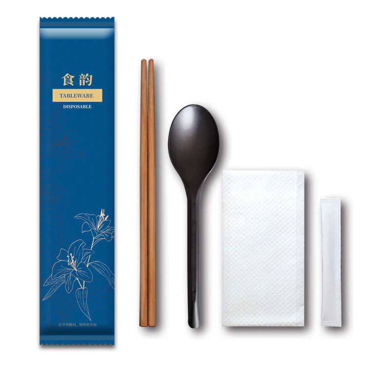一次性筷子四件套商用定制外卖打包快餐高档餐厅饭店合一叉子勺子