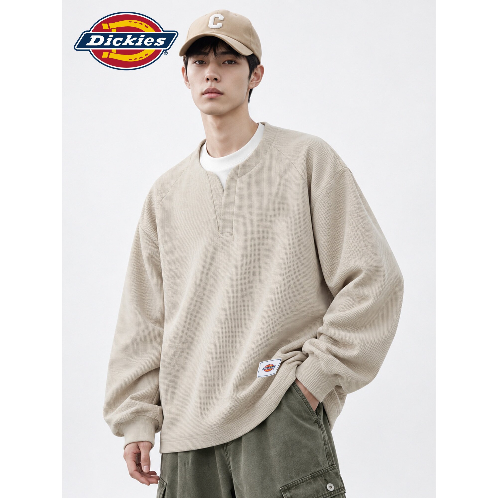 Dickies长袖卫衣男款假两件美式针织舒适2026新款潮牌宽松上衣