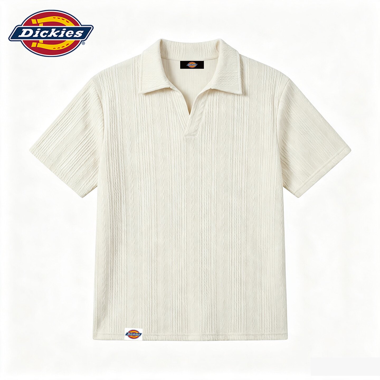 Dickies老钱风美式杏色薄款针织POLO衫男肌理感宽松透气短袖上衣