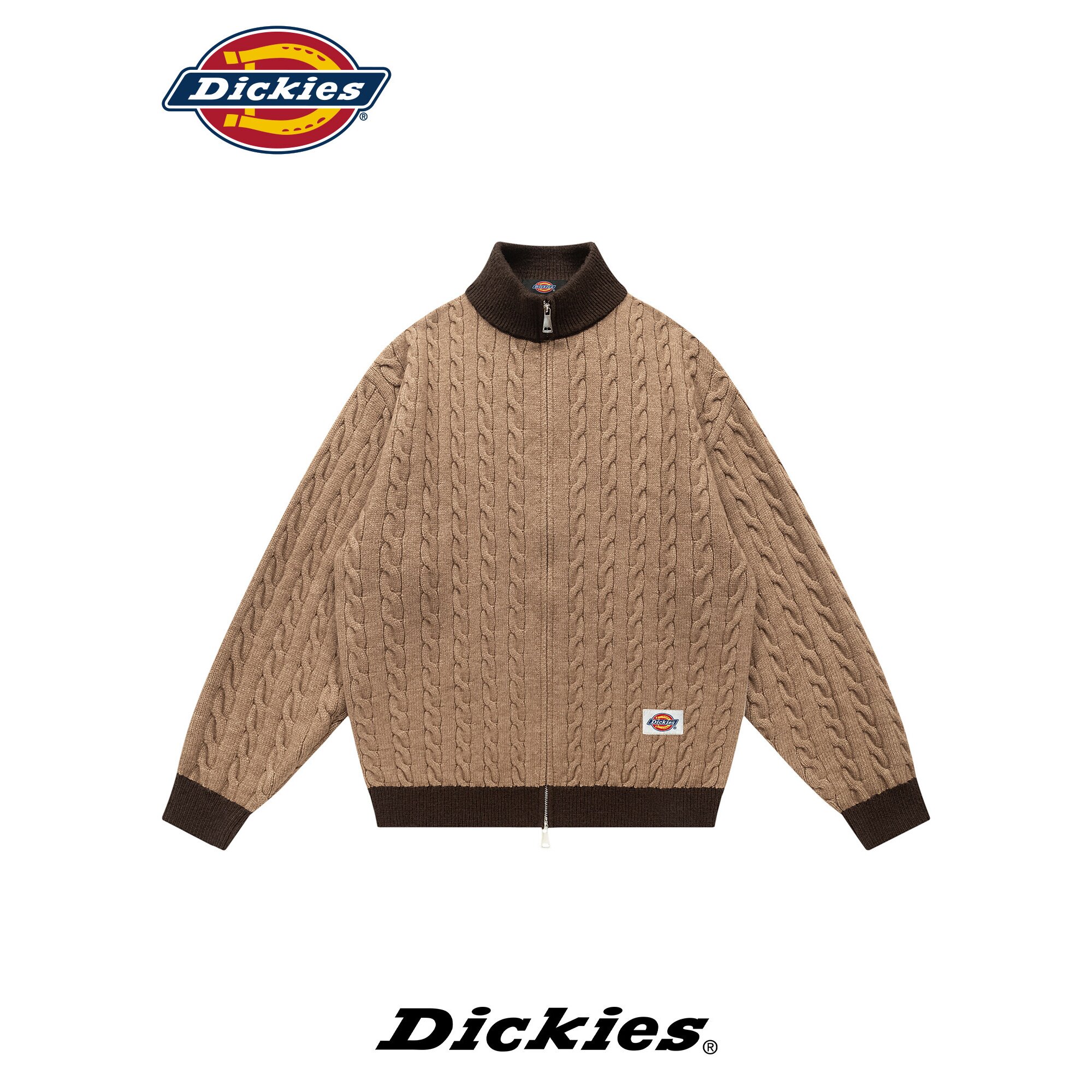 Dickies开衫毛衣男款麻花纹拉链休闲针织2026新款宽松长袖外套