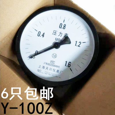 上海天川轴向压力表0-1.6mpa Y-100Z  牙m20x1.5 水油气压仪表
