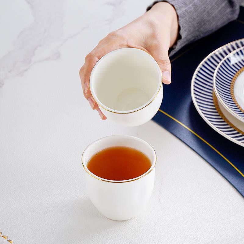 骨瓷酒店小杯子水杯商用描金摆台杯茶杯陶瓷口杯饭店茶水杯定制