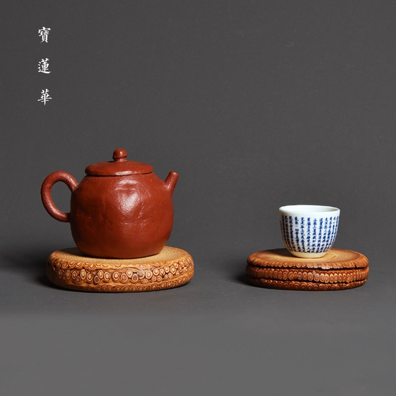 爆满竹星天然老竹根料手工精磨小圆托 竹杯垫盖置杯托壶托 竹文玩