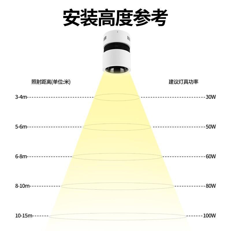 明装筒灯射灯100w大功率工程照明酒店办公大厅高铁站商场机场用