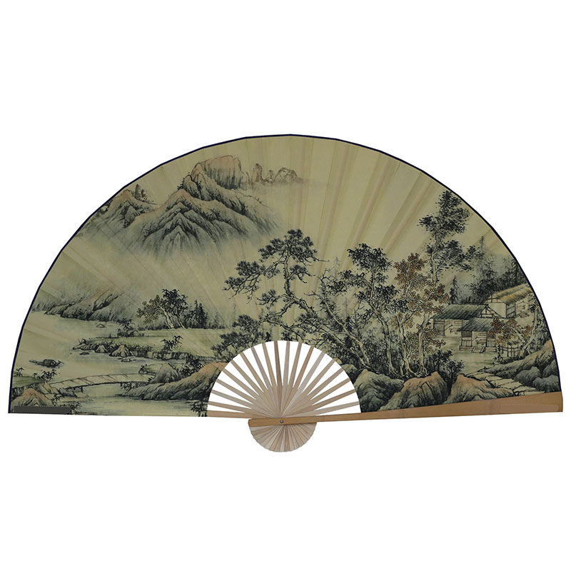 悬挂持久.扇面不下坠*仿古山水*中国风超大挂扇 工艺扇装饰大画扇