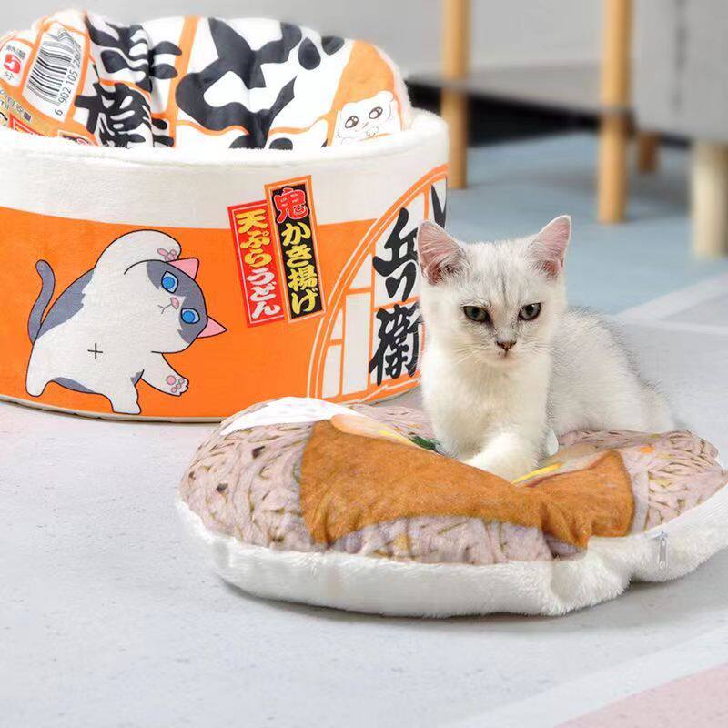 日式泡面窝冬季保暖封闭式大号猫咪狗狗小型犬可拆洗拉面碗宠物屋