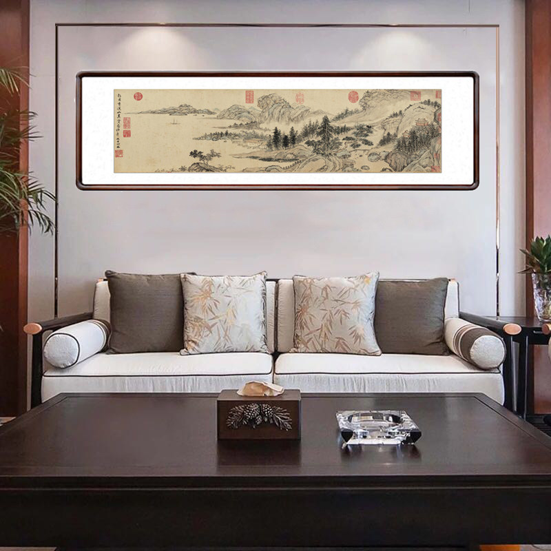 金润溪山真赏图国画山水画中式客厅装饰画书房茶室办公室仿古挂画