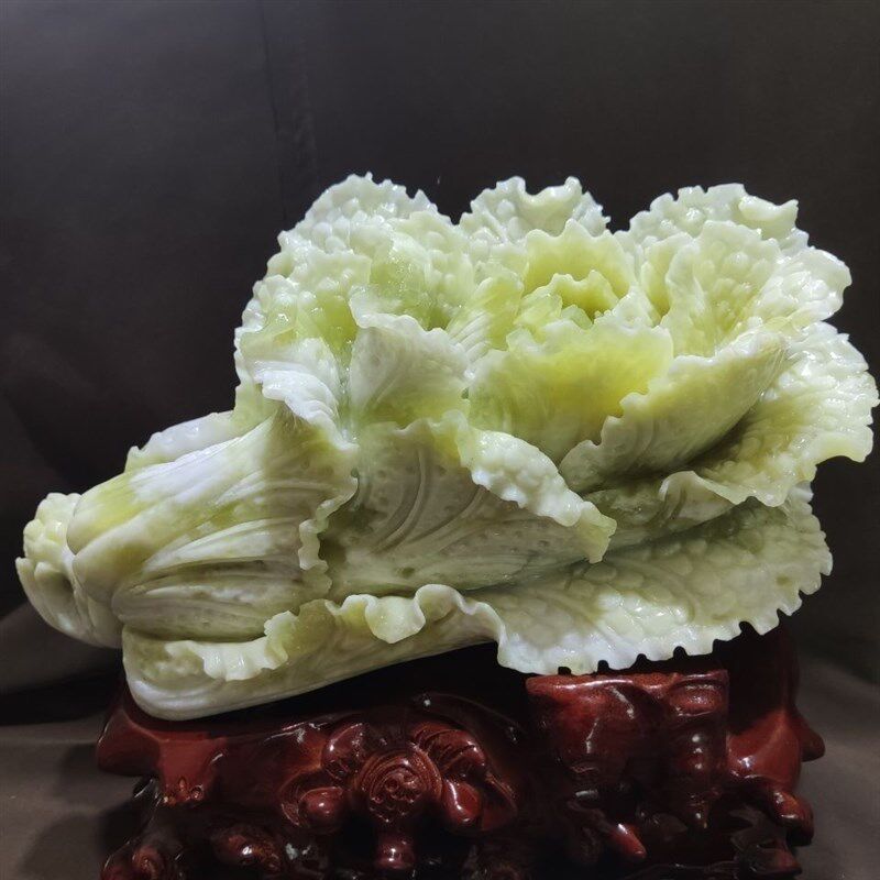 天然岫玉白菜摆件玉石百财发财客厅办公室客厅玄关乔迁领导礼物