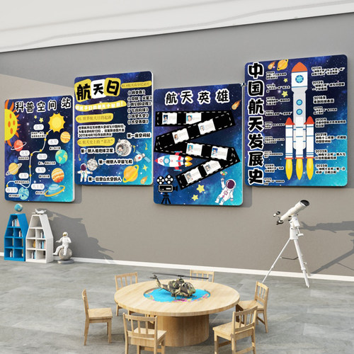 幼儿园墙面装饰航天太空主题环创材料成品文化走廊科技学教室布置