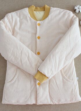 纯棉花条纹女士棉袄中老年棉衣成人加厚保暖棉服居家外穿冬季外套