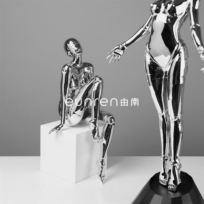 电镀金银模特道具女服装店橱窗展示架全身半身坐姿模型假人台