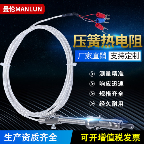 压簧式热电阻热电偶Pt100温控仪探头温度传感器WZPT-01测温仪曼伦