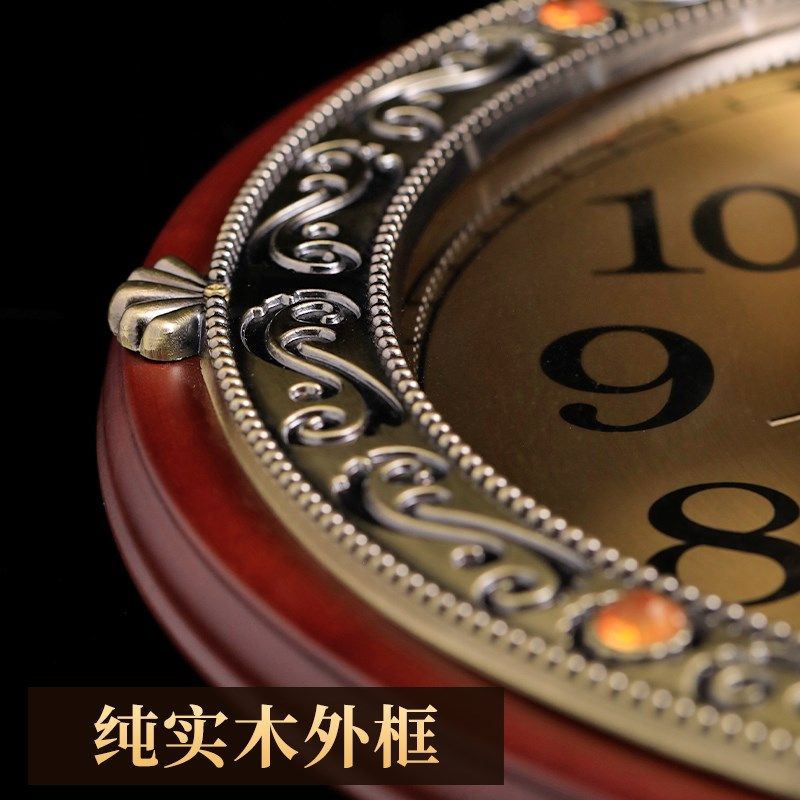 实木高端挂钟客厅欧式复古轻奢高级感中式大气2025新款挂墙时钟表