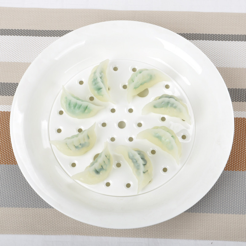 骨瓷水饺盘陶瓷饺子盘沥水双层饺盘蒸格蒸盘滤油水果盘子家用餐具