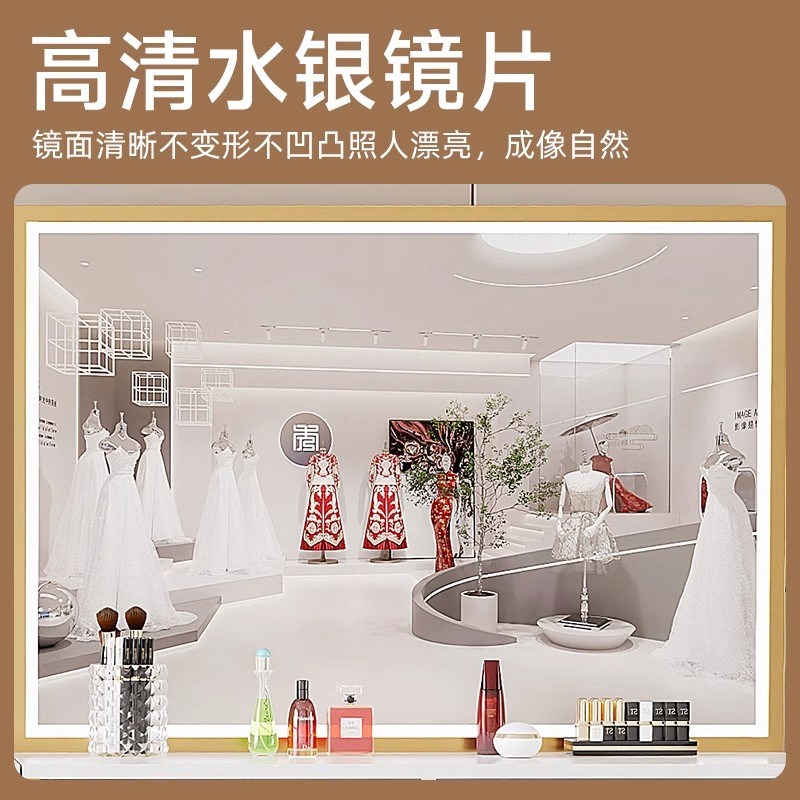 影楼梳妆台高清镜片彩妆学校化妆台带灯婚纱店美容院专用化妆桌