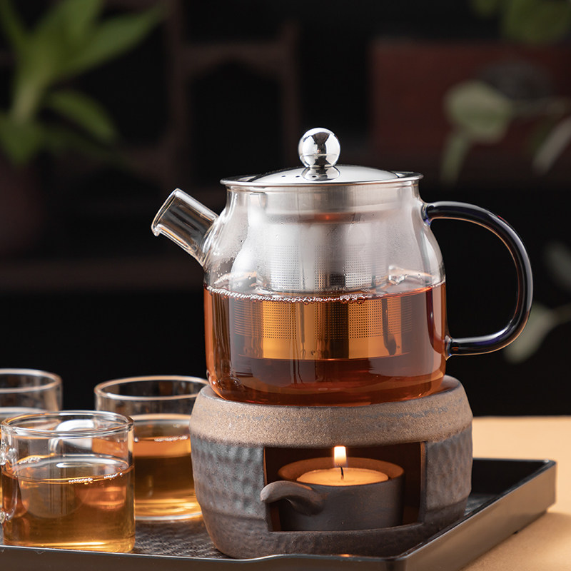 复古粗陶器功夫茶具套装温茶器保温加热底座蜡烛煮茶炉温茶台配件