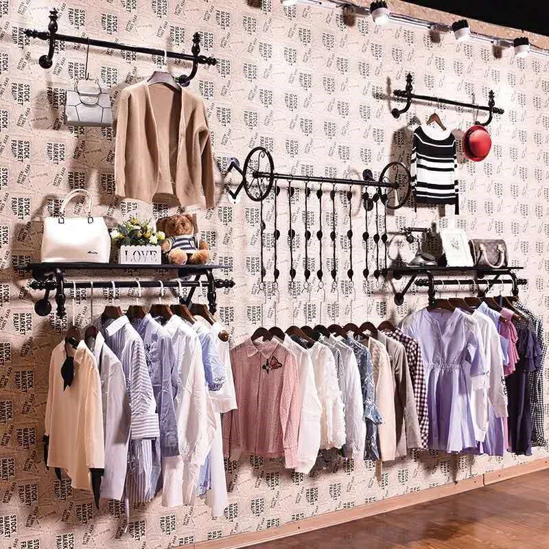 服装店展示架上墙壁挂侧挂衣服架子男装女装童装店正侧挂组合衣架