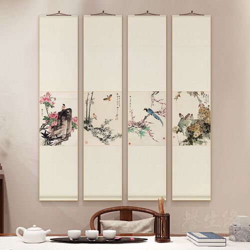 田世光花鸟国画新中式卷轴挂画梅花餐厅书房装饰画茶室过道墙壁画