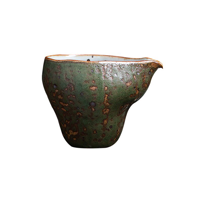 独清 松石绿公道杯 柴烧窑变陶瓷景德镇复古工夫茶具匀茶杯分茶器