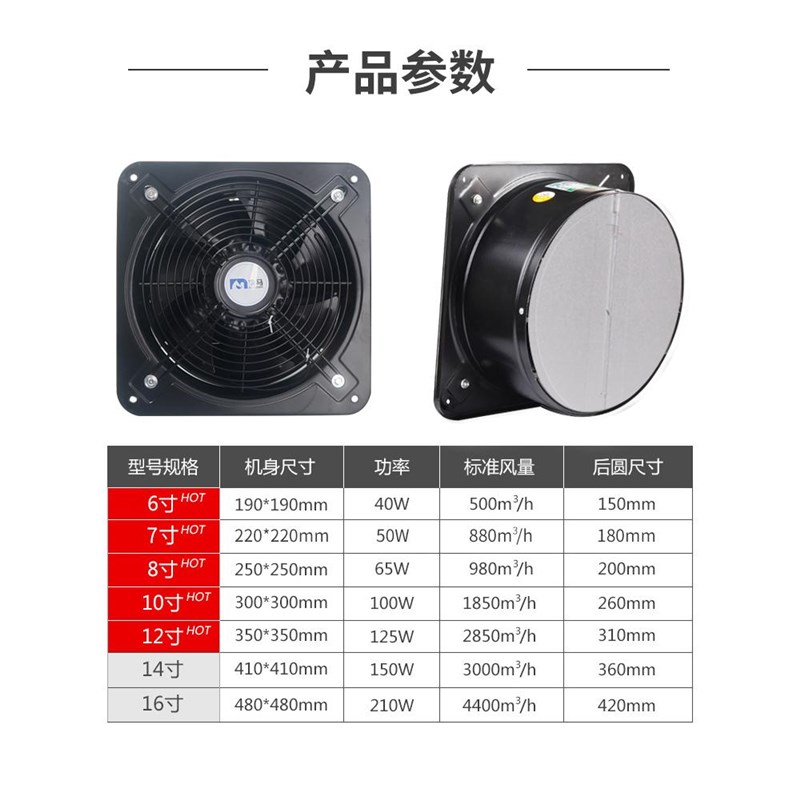 外转子轴流风机工业强力抽风机厨房大吸力排气扇低噪音窗户排风扇