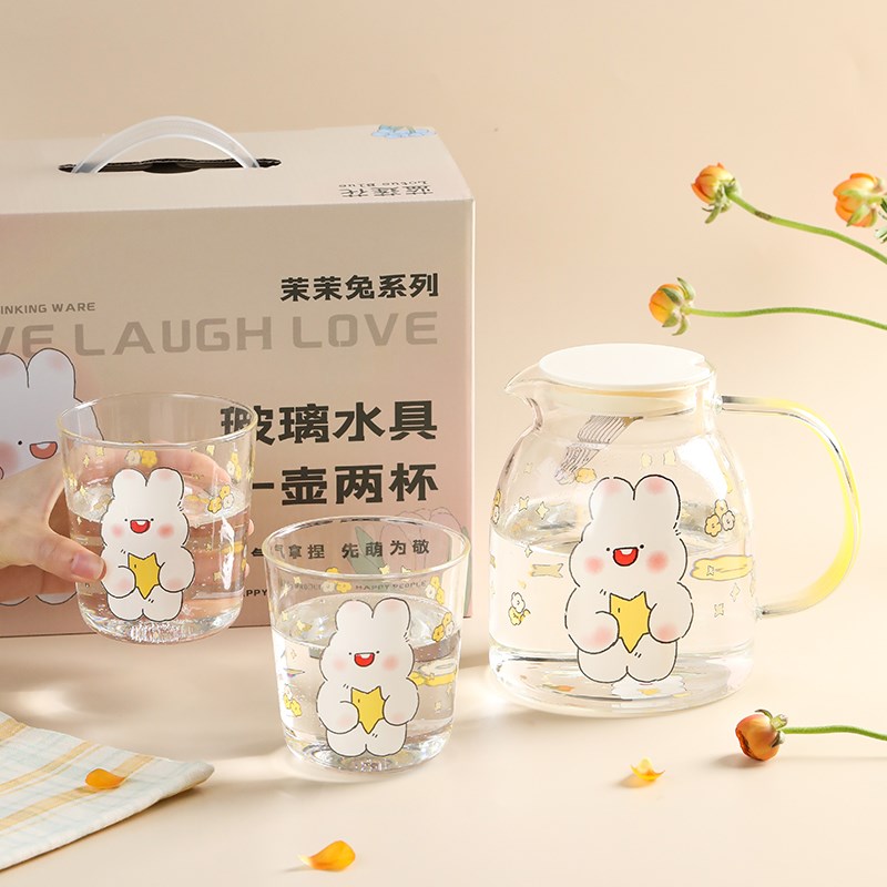 蓝莲花家居凉水壶耐高温玻璃水壶家用大容量水具套装高硼硅冷水壶