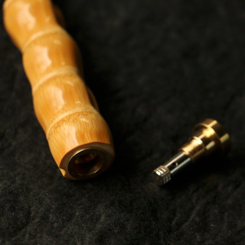 精品纯手工精磨天然罗汉竹过滤小烟嘴竹制把玩烟具可拆卸可清洗头