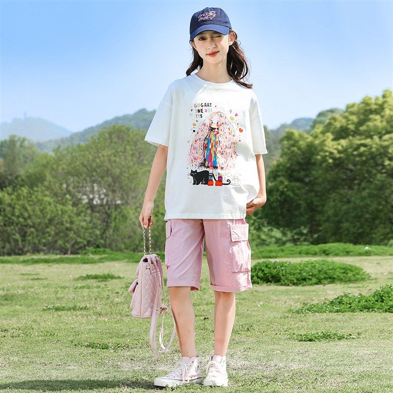 女童套装2025夏装新款夏季儿童青少年短裤两件套大童女装X12-15岁