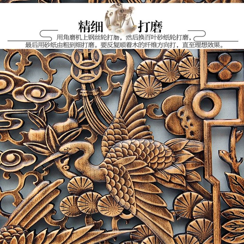 东阳木雕刻工艺品客厅玄关室内背景墙面壁挂件家居装饰香樟木实木