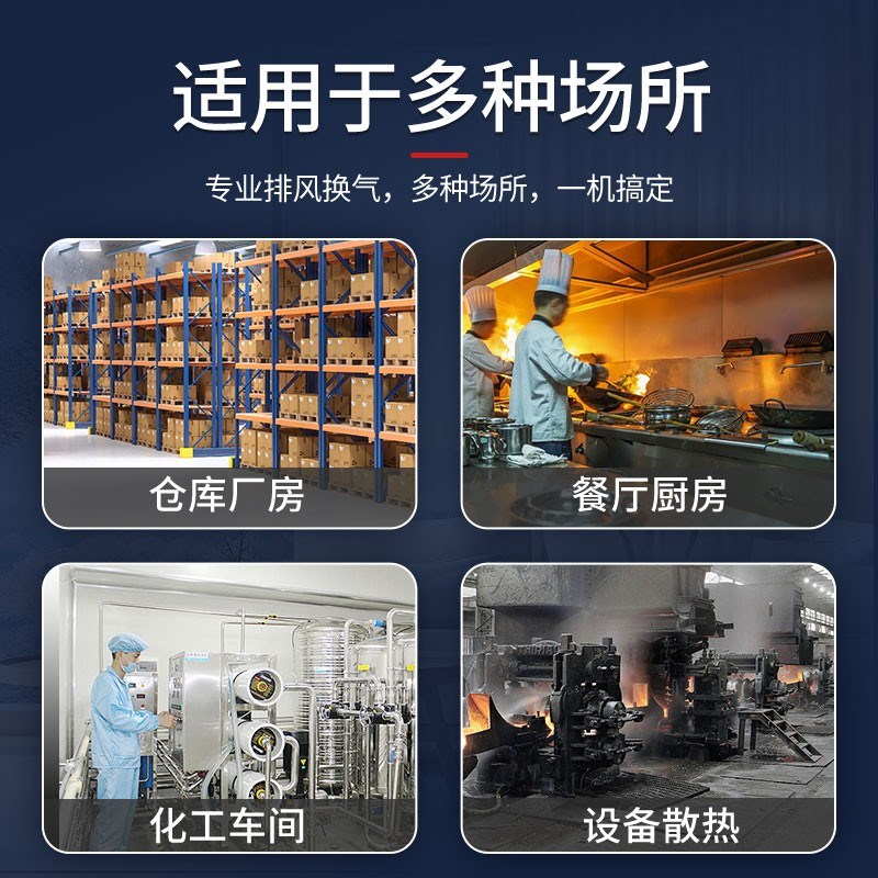 不锈钢轴流式风机厨房排风机大功率耐高温排气扇强力220V工业排风