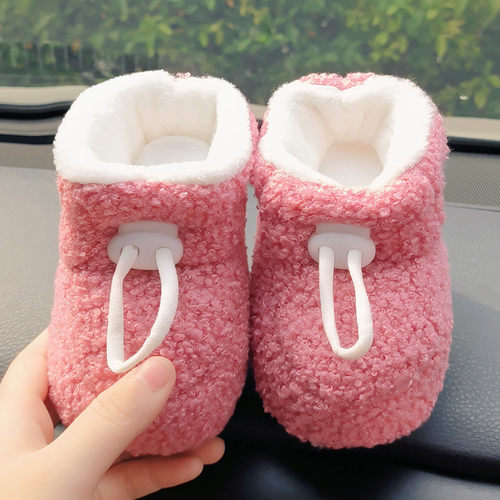 冬季新生婴儿鞋子软底保暖加绒加厚双面绒宝宝步前棉鞋袜护脚棉靴
