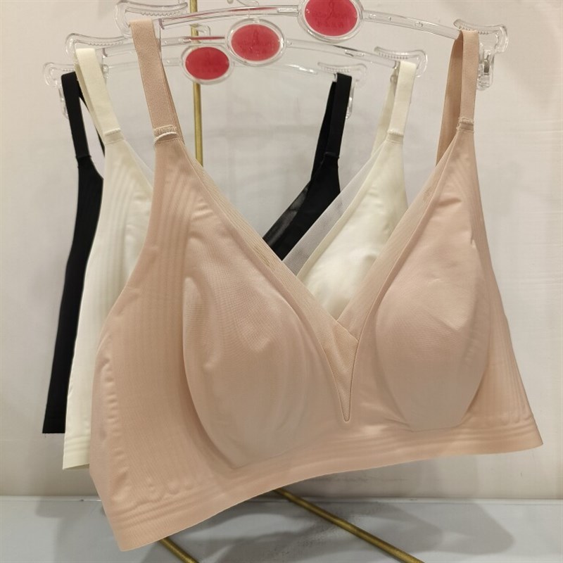 美月馨3517薄珠光缎面深V网纱兔耳朵内衣女大胸显小显瘦无痕文胸图片