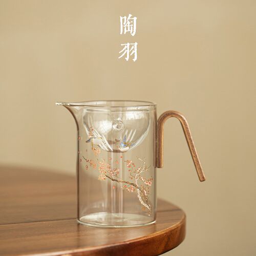 喜鹊报春玻璃公道杯茶具配件分茶器水具公杯加厚耐热玻璃分茶杯