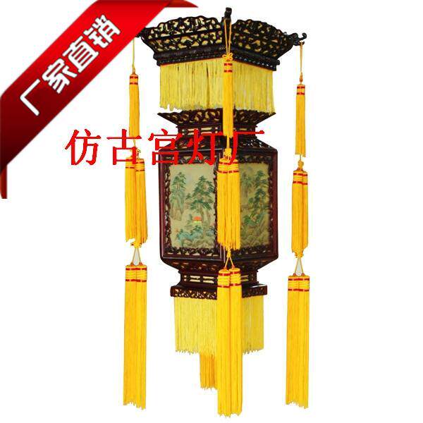 仿古宫灯中式吊灯实木中式明清灯具手绘木艺制客厅酒店红楼梦电影