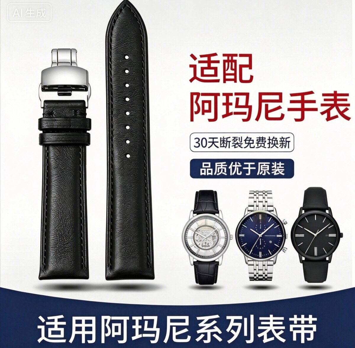 适配Armani阿玛尼手表带牛皮原装AR1828/1970/1732/1918/2075表带