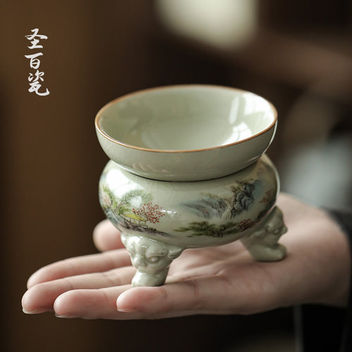 陶瓷茶漏茶叶过滤器古汝老陶泥茶虑茶隔分茶器不锈钢过滤茶道零配