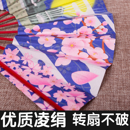中国风将进酒日式金色可转十骨扇子舞蹈蝙蝠寄明月古风金箔纸折扇